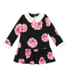 Monnalisa Floral Printed Cady Dress In Nero