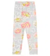 Monnalisa Floral Printed Jersey Leggings In Multicoloured
