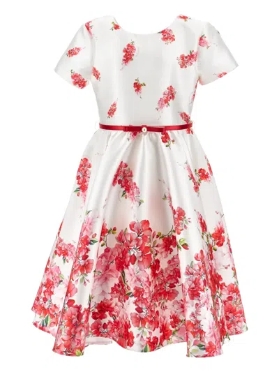 Monnalisa Kids'  Floral Swing Dress In White