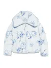 Monnalisa Floral Puffer Jacket In Blue