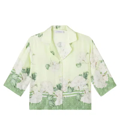 Monnalisa Kids' Floral Shirt In Green