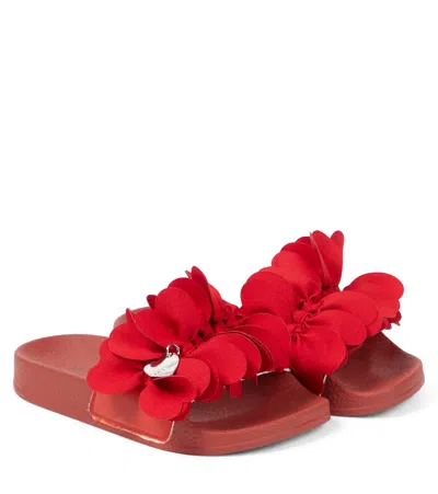 Monnalisa Kids' Floral Slides In Red