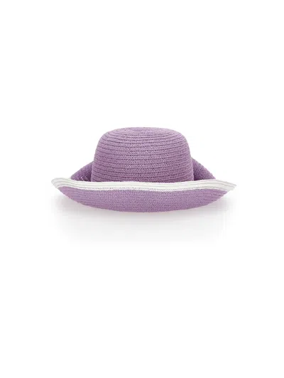Monnalisa Floral Straw Hat In Purple