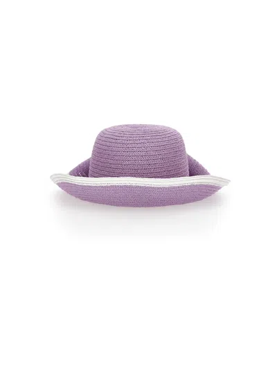 Monnalisa Kids'   Floral Straw Hat In Wisteria