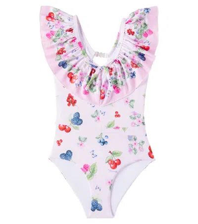 Monnalisa Kids' Bedruckter Badeanzug In Pink