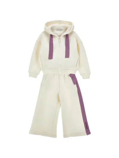 Monnalisa Kids' Floral-embroidered Tracksuit In Neutral
