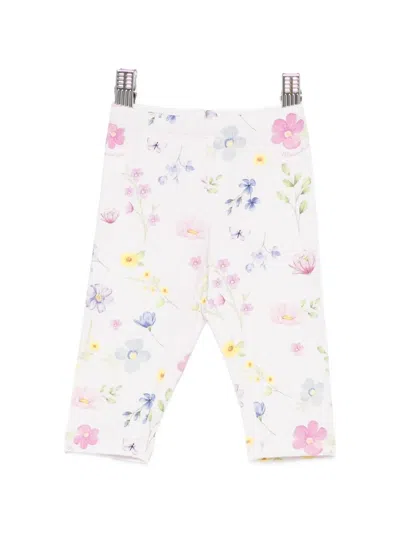 Monnalisa Babies' Floral-print Cropped Legging In Pink