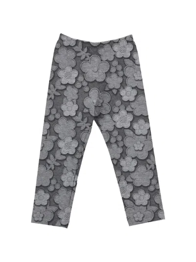 Monnalisa Kids' Floral-print Leggings In Gray