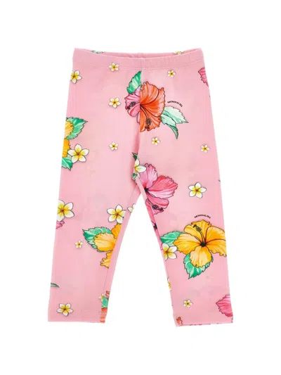 Monnalisa Kids' Floral-print Leggings In Pink