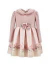 Monnalisa Floral-print Leopard-pattern Dress In Pink