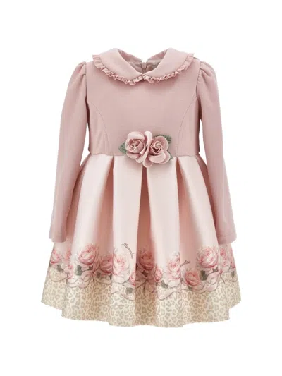 MONNALISA FLORAL-PRINT LEOPARD-PATTERN DRESS