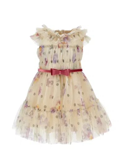 Monnalisa Kids' Floral-print Ruffled Dress In Multi