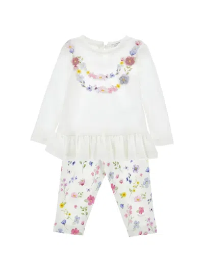 Monnalisa Babies'  Floral Set In White