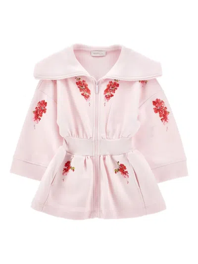 Monnalisa Kids' Floral-print Zip-up Jacket In Pink