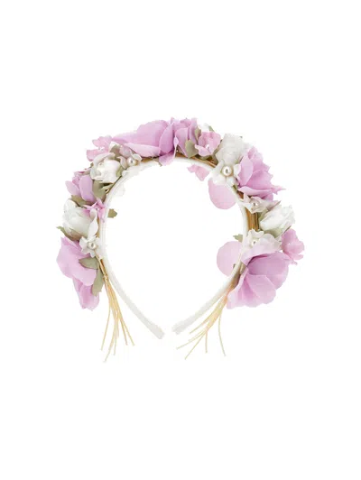 Monnalisa Kids'   Flower And Pearl Headband In Pink