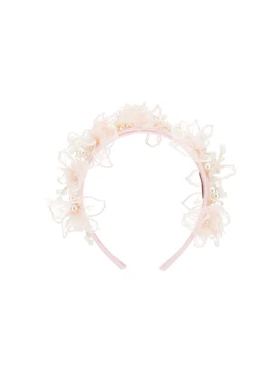 Monnalisa Kids'   Flower And Pearl Headband In Pink