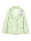 Monnalisa Flower-appliqué Blazer In Green