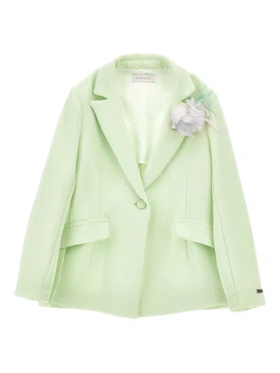 Monnalisa Kids' Flower-appliqué Blazer In Green