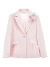 Monnalisa Flower-appliqué Flap-pocket Blazer In Pink