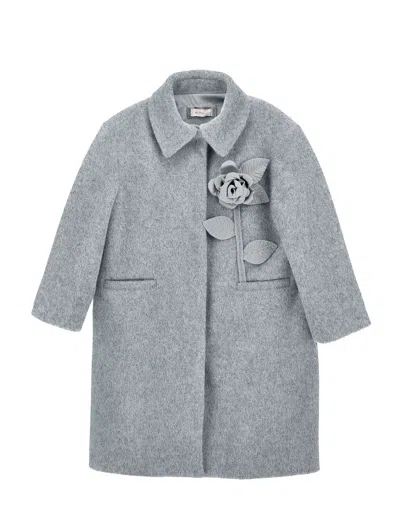 Monnalisa Babies'  Flower Coat In Gray