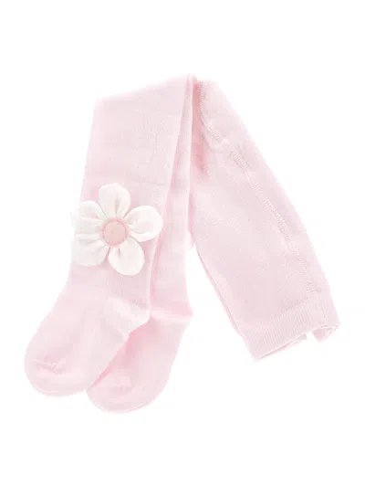 Monnalisa Kids'   Flower Cotton Tights In Rosa Fairy Tale