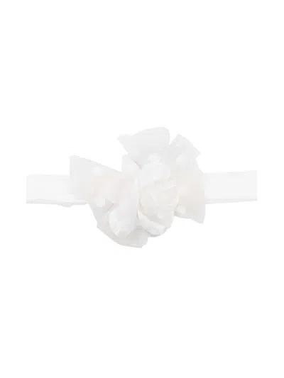 Monnalisa Babies' Flower-detailing Cotton-blend Headband In White