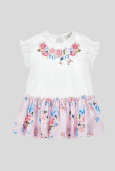 Monnalisa Kids' Flower Dress Pink In Multi