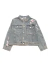 Monnalisa Mit Pfirsichblüten Bestickte Jeansjacke In Grey