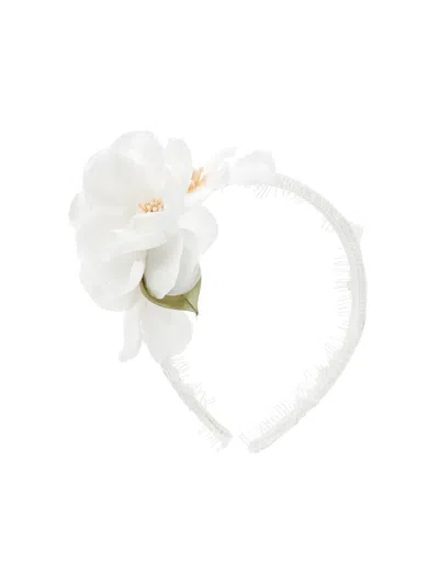Monnalisa Kids'   Flower Fringed Headband In White
