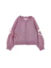 Monnalisa Flower Inlay Cardigan In Blush Pink
