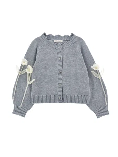 Monnalisa Kids'   Flower Inlay Cardigan In Grey