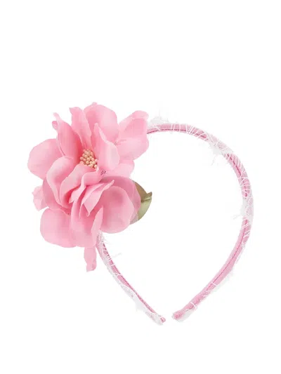 Monnalisa Flower Lace Headband In Pink