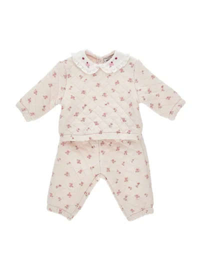 Monnalisa Babies'   Flower Pattern Onesie Set In Pink