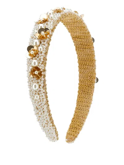 Monnalisa Kids' Flower Pearl Hair Accessory In Brown