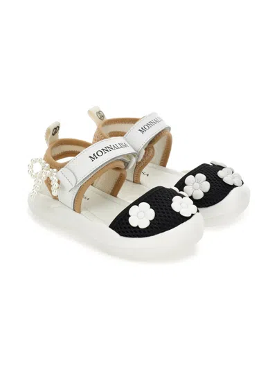 Monnalisa Kids' Flower Pearl Sandals In Animal Print
