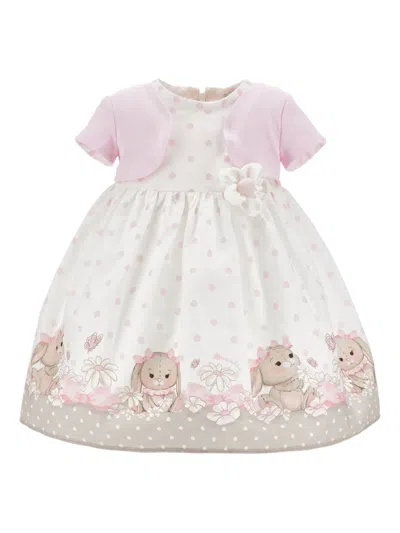 Monnalisa Babies' Flower Polka-dot Dress In Pink