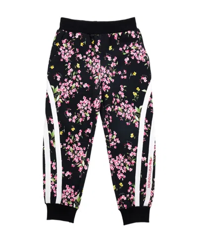 Monnalisa Flower Scraping Jogging Pants In Black