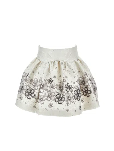 Monnalisa Babies'   Flower Skirt With Jeweled Frill In Multi