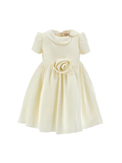 Monnalisa Babies' Rose-appliqué Dress In White