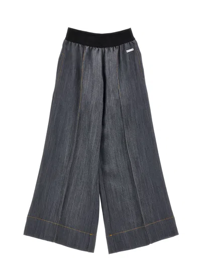 Monnalisa Kids'   Flowing Denim Trousers In Gray