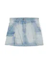 Monnalisa Frayed-detail Denim Skirt In Blue