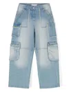 Monnalisa Frayed-detailing Cargo Jeans In Blue