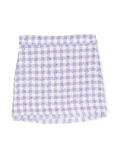 Monnalisa Kids' Frayed Tweed Miniskirt In Purple