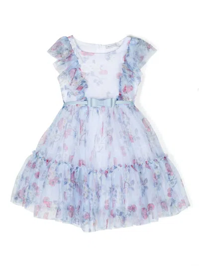 Monnalisa Kids' Frill-trim Sleeveless Dress In Blue