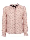 Monnalisa Frilled-neck Polka-dot Shirt In Multi