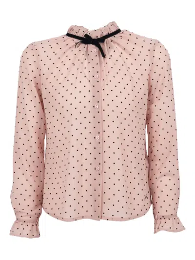 Monnalisa Kids' Frilled-neck Polka-dot Shirt In Multi