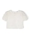 Monnalisa Fringe-detail Short-sleeve Blouse In White
