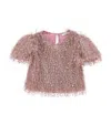 Monnalisa Viscose Fringed Top In Pink
