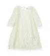 Monnalisa Viscose Fringe Dress In Beige