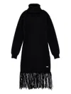 Monnalisa Fringed Knitted Dress In Black